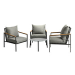 5PCS & 4PCS Outdoor Lounge Set Grey Rattan Chairs with 70cm Coffee Table Patio