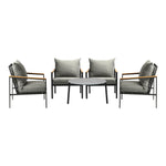 5PCS & 4PCS Outdoor Lounge Set Grey Rattan Chairs with 70cm Coffee Table Patio