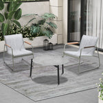 3PCS Outdoor Bistro Set Patio Chair 70cm Grey Table Textilene