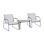 3PCS Outdoor Bistro Set Patio Chair 70cm Grey Table Textilene