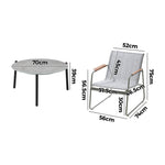 3PCS Outdoor Bistro Set Patio Chair 70cm Grey Table Textilene