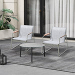 3PCS Outdoor Bistro Set Patio Chair 70cm Grey Table Textilene