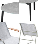 3PCS Outdoor Bistro Set Patio Chair 70cm Grey Table Textilene