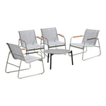 Outdoor Patio Set 70cm Round Table with 4x Chairs Garden Furniture Set Grey