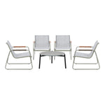Outdoor Patio Set 70cm Round Table with 4x Chairs Garden Furniture Set Grey