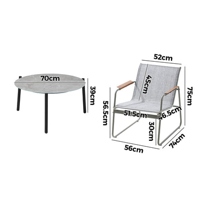 Outdoor Patio Set 70cm Round Table with 4x Chairs Garden Furniture Set Grey & White