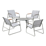 Outdoor Patio Set 70cm Round Table with 4x Chairs Garden Furniture Set Grey