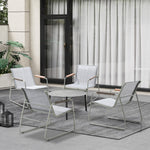 Outdoor Patio Set 70cm Round Table with 4x Chairs Garden Furniture Set Grey