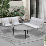 Outdoor Lounge Set 4 Seater Patio Chairs 70cm Grey Table