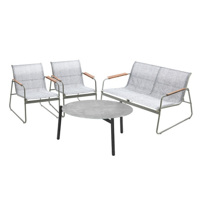 Outdoor Lounge Set 4 Seater Patio Chairs 70cm Grey Table