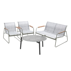 Outdoor Lounge Set 4 Seater Patio Chairs 70cm Grey Table