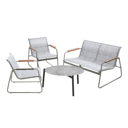 Outdoor Lounge Set 4 Seater Patio Chairs 70cm Grey Table