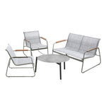 Outdoor Lounge Set 4 Seater Patio Chairs 70cm Grey Table
