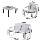 Outdoor Lounge Set 4 Seater Patio Chairs 70cm Grey Table