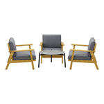 4PCS & 5PCS Outdoor Lounge Set Grey Chairs with Coffee Side Table for Patio/Garden