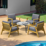 4PCS & 5PCS Outdoor Lounge Set Grey Chairs with Coffee Side Table for Patio/Garden