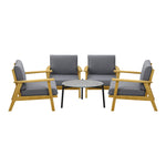 4PCS & 5PCS Outdoor Lounge Set Grey Chairs with Coffee Side Table for Patio/Garden