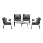 6PCS Outdoor Patio Set Grey 70cm Coffee Table Set Grey Chairs