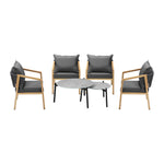 6PCS Outdoor Patio Set Grey 70cm Coffee Table Set Natural Chairs