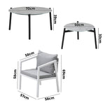 6PCS Outdoor Patio Set Grey 70cm Coffee Table Set White Chairs