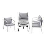 6PCS Outdoor Patio Set with White Chairs & 70cm Grey Coffee Table Garden