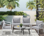6PCS Outdoor Patio Set with White Chairs & 70cm Grey Coffee Table Garden