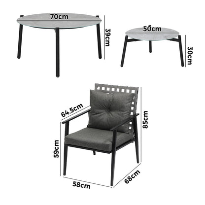 Outdoor Patio Set 2pc Grey Table Sets 4pc Rattan Black Chairs