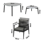 Outdoor Patio Set 2pc Grey Table Sets 4pc Rattan Black Chairs