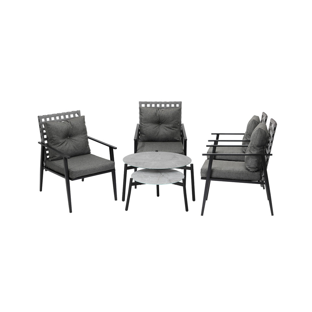 Outdoor Patio Set 2pc Grey Table Sets 4pc Rattan Black Chairs