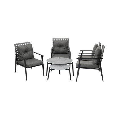 Outdoor Patio Set 2pc Grey Table Sets 4pc Rattan Black Chairs