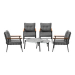 6PCS Outdoor Patio Set White Black & Grey Table Set with White Chairs