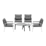 6PCS Outdoor Patio Set White Black & Grey Table Set with White Chairs