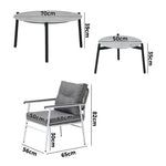 6PCS Outdoor Patio Set White Black & Grey Table Set with White Chairs