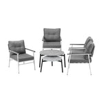 6PCS Outdoor Patio Set White Black & Grey Table Set with White Chairs