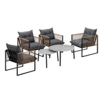 6PCS Outdoor Patio Set with Rattan Chairs & Grey Coffee Table for Garden