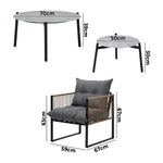 6PCS Outdoor Patio Set with Rattan Chairs & Grey Coffee Table for Garden