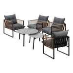 6PCS Outdoor Patio Set with Rattan Chairs & Grey Coffee Table for Garden