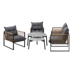 6PCS Outdoor Patio Set with Rattan Chairs & Grey Coffee Table for Garden