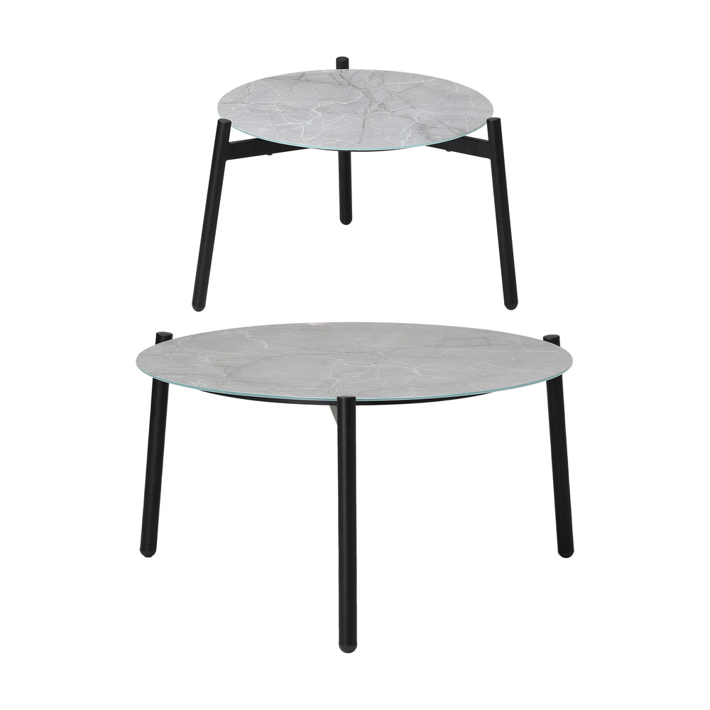 6PCS Outdoor Patio Set with Rattan Chairs & Grey & White Coffee Table for Garden