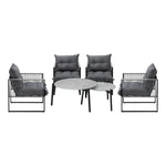 6PCS Outdoor Patio Set Grey &White Coffee Table Set Lounge Chairs