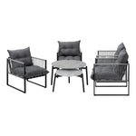 6PCS Outdoor Patio Set Grey &White Coffee Table Set Lounge Chairs