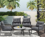 6PCS Outdoor Patio Set Grey &White Coffee Table Set Lounge Chairs
