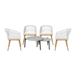 6PC Outdoor Patio Set Grey Table Sets Polyester Chair Rope