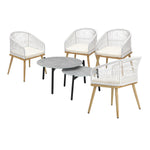 6PC Outdoor Patio Set Grey Table Sets Polyester Chair Rope