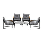 6PC Outdoor Patio Set Round Grey Marble Table Sets with Chairs