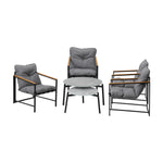 6PC Outdoor Patio Set Round Grey Marble Table Sets with Chairs