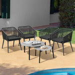 6PCS Outdoor Patio Set 2pc Coffee Table Polyester Chair Rope