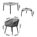 6PCS Outdoor Patio Set 2pc Coffee Table Polyester Chair Rope