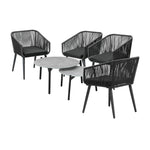 6PCS Outdoor Patio Set 2pc Coffee Table Polyester Chair Rope