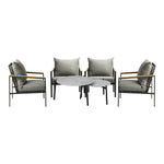 6PCS Outdoor Lounge Set with Grey Chairs & 50/70cm Coffee Table for Patio